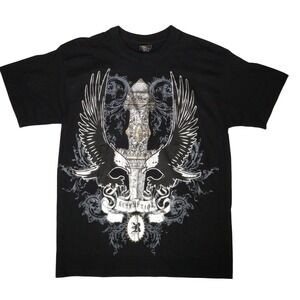 Vintage Y2K T-Shirt Graphic Goth Emo Dagger Eagle Redemption Black Cotton Men M